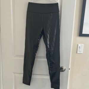 Black High-Waisted Pleather Leggings